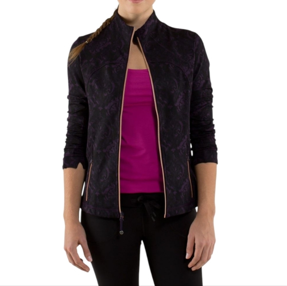 Lululemon Forme Jacket II Women 6 Rose Gold Zippers Purple Baroque